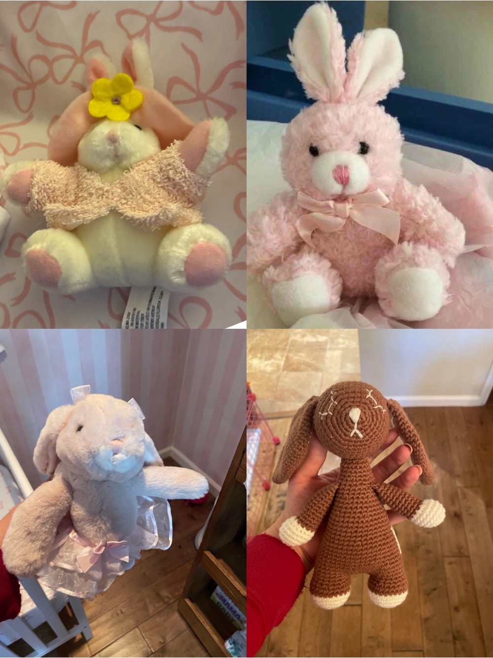 4 bunny toy bundle Plush Pink Bunny Stuffed Toy Soft Rabbit Plush for Kids